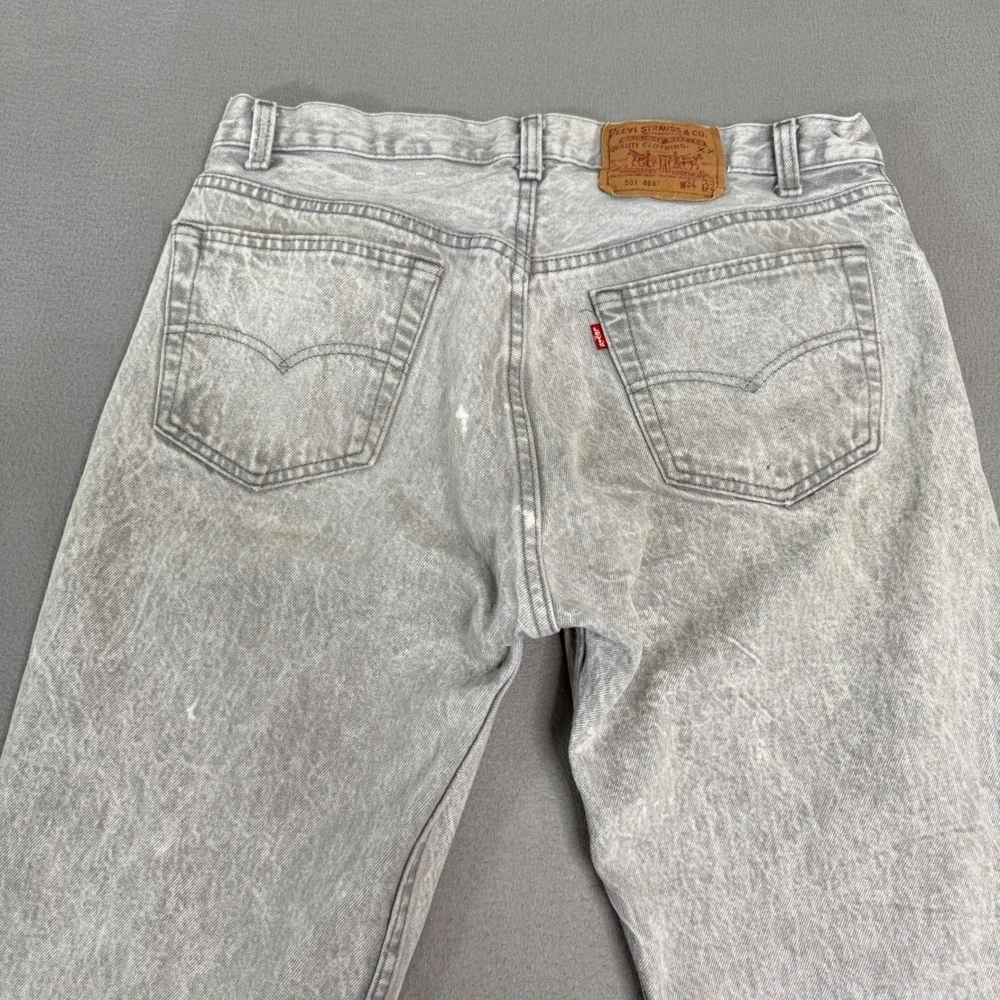Levis 501 Jeans Men 32x30 Gray Acid Wash Cotton Made in USA Vintage Button Fly